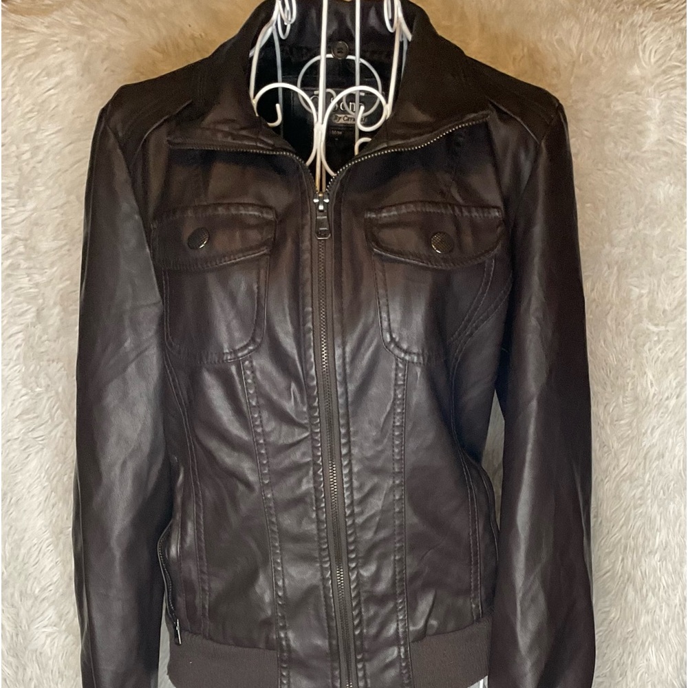 Ci Sono by Cavalini Jacket Size M Womens Long Sleeve Faux Leather Zip Jacket